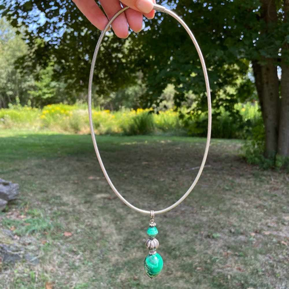 Malachite Sterling Green Pendant Necklace - Picture 6 of 8